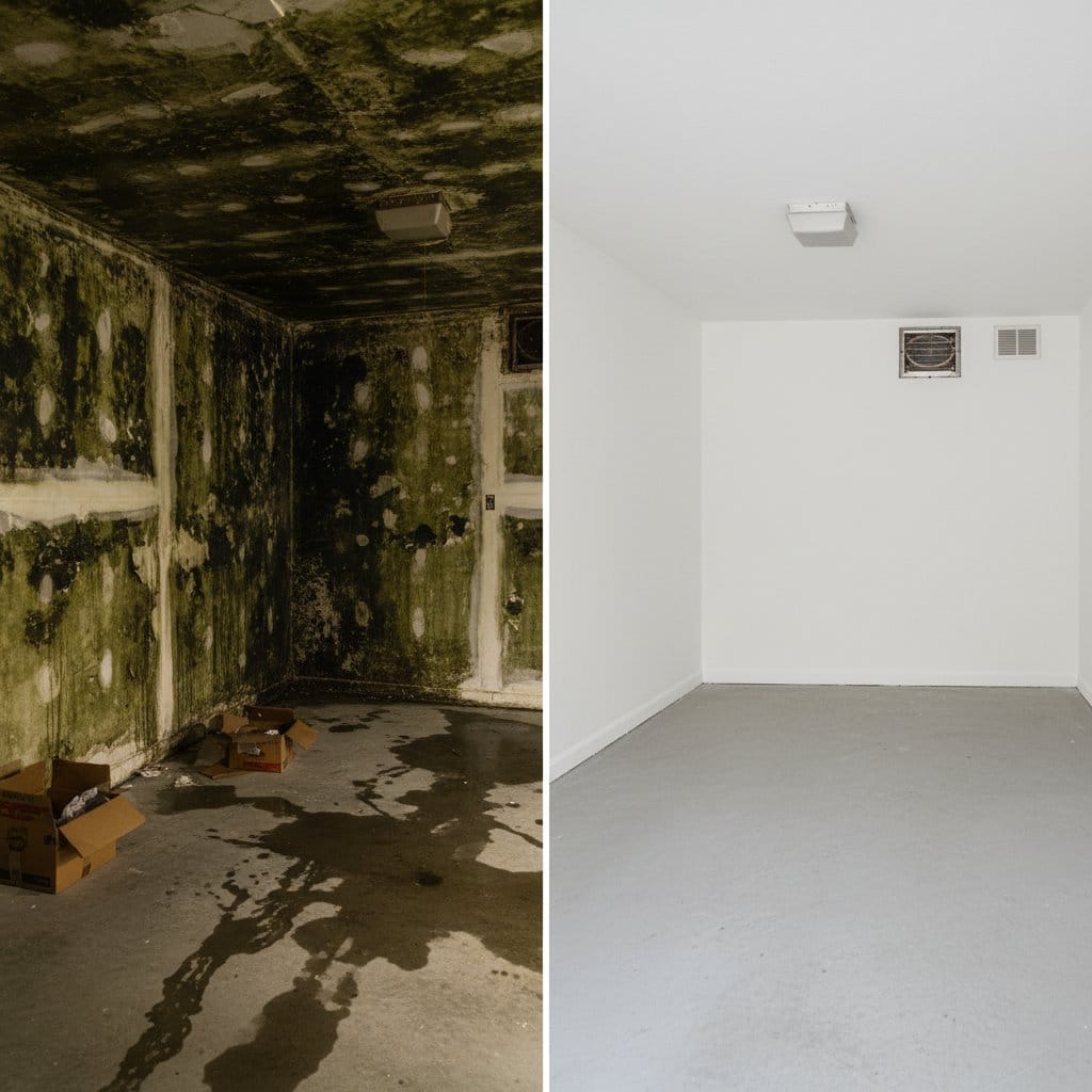 Mold Removal & Remediation before and after in garage, Hackensack NJ