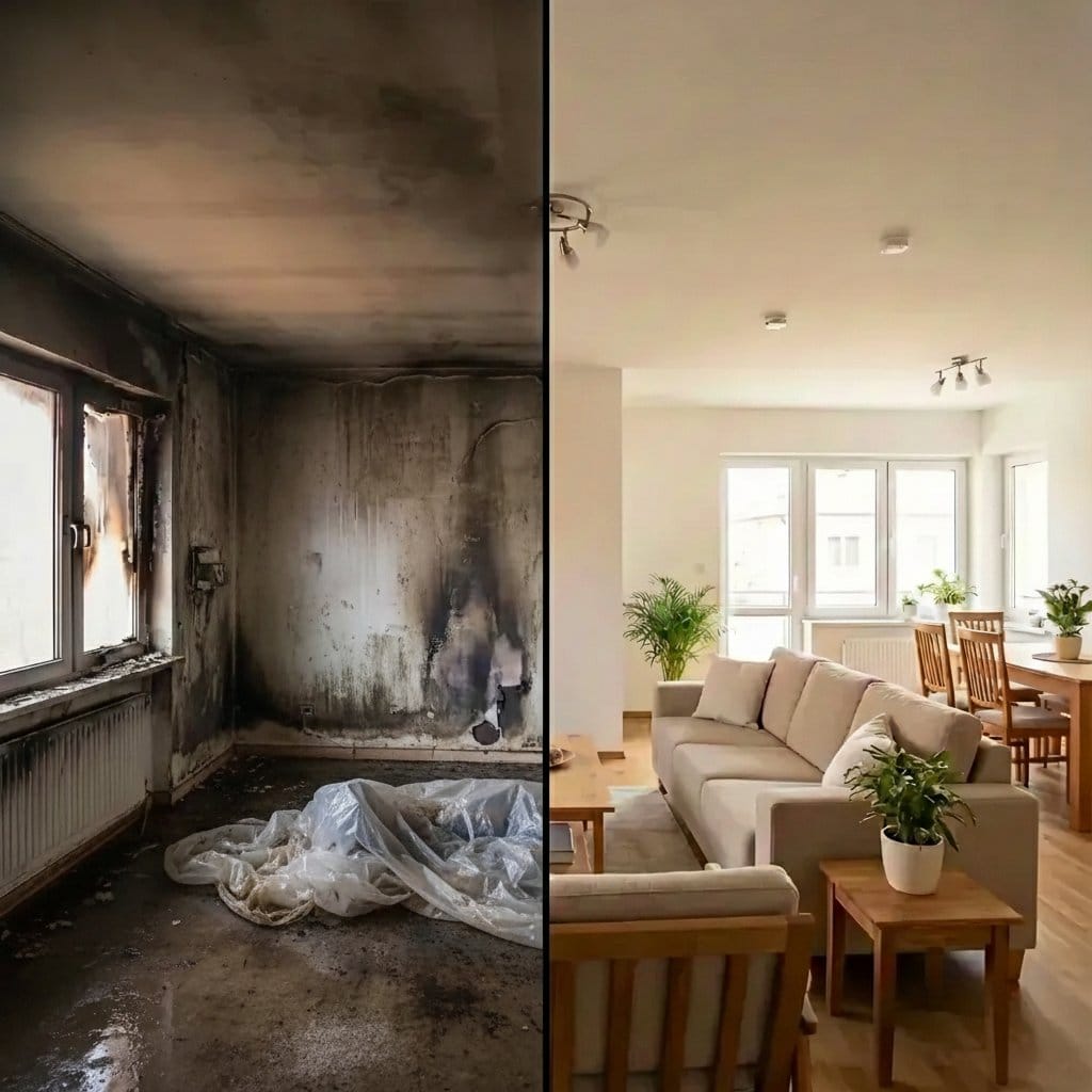 Before and after odor removal & disinfection in Hackensack ranch-style home dining room