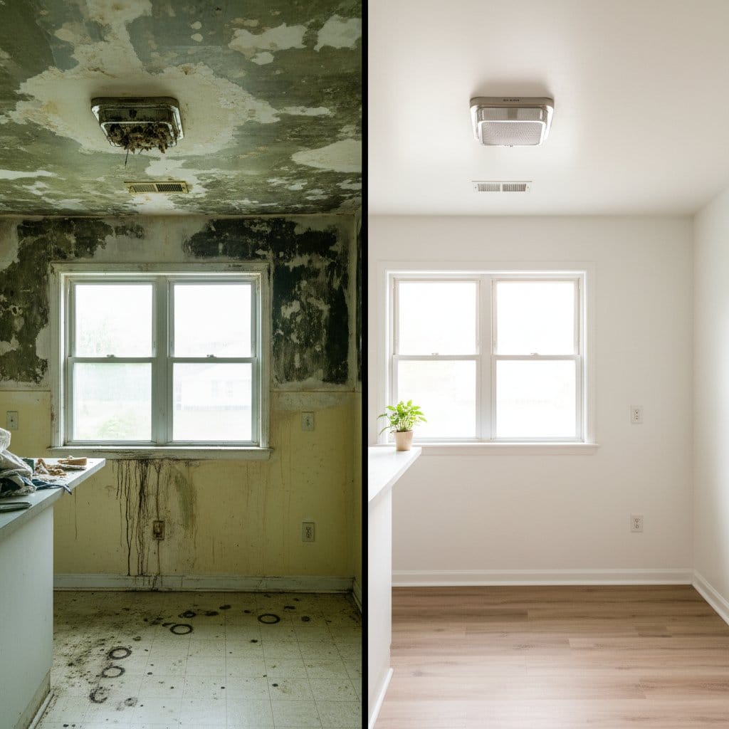Hackensack Mold Removal home kitchen restoration before and after in Hackensack
